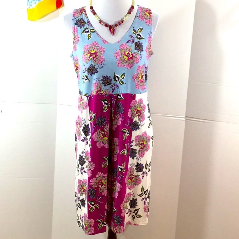 J Jill patchwork floral casual shift dress S